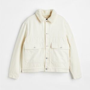 LINED BORG-COLLAR DENIM JACKET